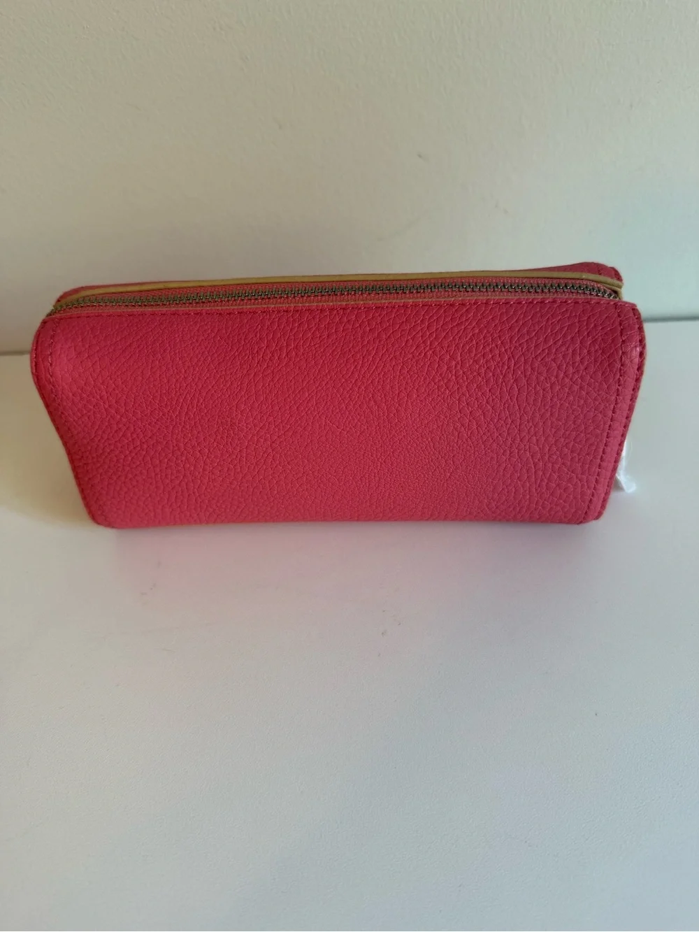 Lauren Ralph Lauren Coral Pink Cosmetic Bag Pouch Pebbled NWT $68 Retail